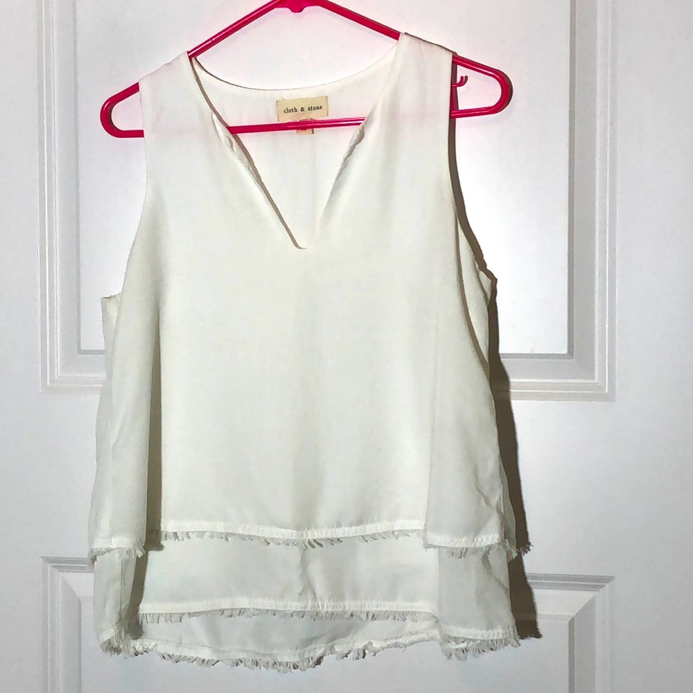 Cloth & Stone White Tencel Layered Tank Small Sweet Romantic
